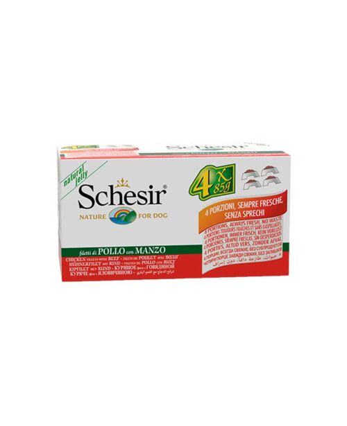 Schesir Alimentation Humide Chien Filets poulet et bœuf