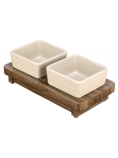 Gamelle duo bois et céramique écru