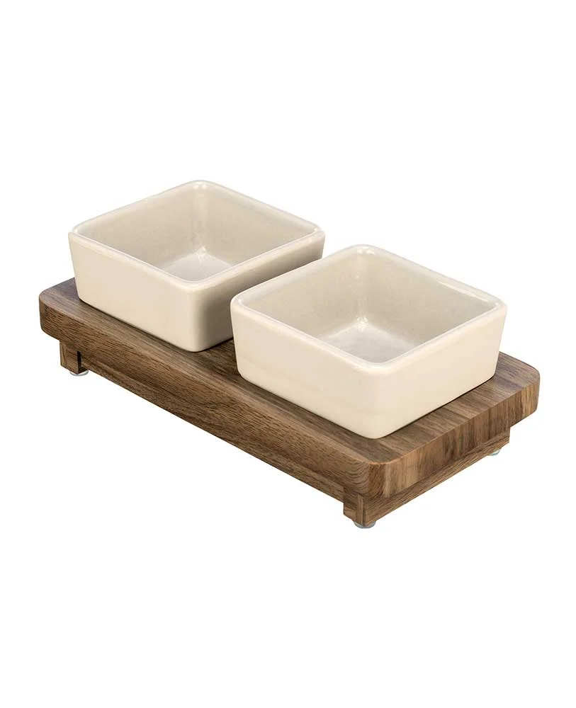 Gamelle duo bois et céramique écru